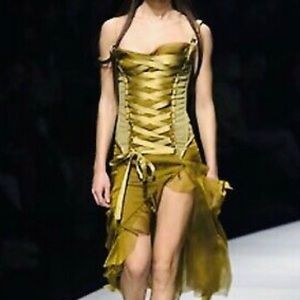 Versace Olive Green Silk Dress